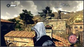 Na pierwszym rozwidleniu udaj się w prawo [1], a następnie wdrap na budynek z prawej - Sekwencja 4 - Kryjówka Złodziei (5) | Opis przejścia w AC Brotherhood - Assassins Creed: Brotherhood - poradnik do gry