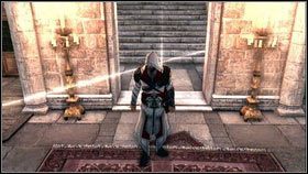 Po krótkiej rozmowie [1], opuść pomieszczenie [2] - Sekwencja 2 - Legowisko bestii (5) | Opis przejścia AC Brotherhood - Assassins Creed: Brotherhood - poradnik do gry