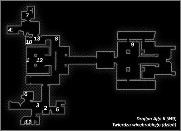 Legenda: - M9; M10- Twierdza wicehrabiego (dzień i noc) | Mapy Dragon Age II - Dragon Age II - poradnik do gry
