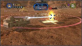 Dzięki niemu będziesz w stanie razić okoliczne obiekty [1], a dzięki dużym zdolnościom defensywnym nie będziesz musiał martwić się o zniszczenie tej broni - Hrabia Dooku (4) | Tryb fabularny | LEGO Star Wars III The Clone Wars - LEGO Star Wars III: The Clone Wars - poradnik do gry