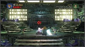 Następnie szybko podnieś miecz leżący na podłodze [1] i przy pomocy dwóch ostrzy zaatakuj bezpośrednio swoją przeciwniczkę [2] - Asajj Ventress (1) | Tryb fabularny | LEGO Star Wars III The Clone Wars - LEGO Star Wars III: The Clone Wars - poradnik do gry