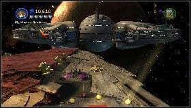 Przy jego pomocy zniszcz trzy działa laserowe na okręcie przed tobą [1] - Asajj Ventress (4) | Tryb fabularny | LEGO Star Wars III The Clone Wars - LEGO Star Wars III: The Clone Wars - poradnik do gry