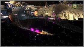 Tym razem skieruj się w dół, w stronę wyrzutni torped [1], którą niedawno uruchomiłeś - Asajj Ventress (4) | Tryb fabularny | LEGO Star Wars III The Clone Wars - LEGO Star Wars III: The Clone Wars - poradnik do gry
