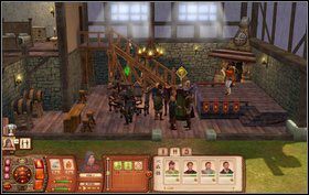 Po dostaniu się na Rynek rozmawiamy z dysydentami - szukamy opcji rozmawiaj o stanie królestwa z menu interakcji przyjazne - Rewolta Wieśniaków | Misje w The Sims Średniowiecze - The Sims: Średniowiecze - poradnik do gry