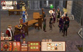 Jeszcze jeden wybór będzie dotyczył sprzętu - odbieramy go własnoręcznie z Kramu Wiejskiego (kupujemy Królewski Półtorak i Zbroję Rycerską) - Zawody Wojenne | Misje w The Sims Średniowiecze - The Sims: Średniowiecze - poradnik do gry