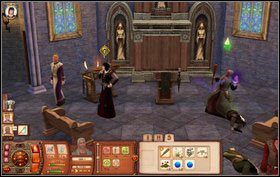 Kapłan: Na koniec wygłaszamy kazanie przeciwko złym duchom (ustalamy dowolną godzinę kazań klikając na Ambonę i wracamy do niej o tej godzinie) - Złowieszczy Czarnoksiężnik | Misje w The Sims Średniowiecze - The Sims: Średniowiecze - poradnik do gry