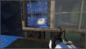 Po tym jak wieżyczka zostanie zniszczona [1], niech chudszy robot stanie na niebieskim żelu i skoczy w prawo [2] - Rozdział 5 - Żele mobilności (3) | Tryb współpracy Portal 2 - Portal 2 - poradnik do gry