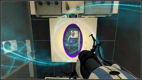 Podczas lotu grubsza maszyna będzie mijała białą powierzchnię na suficie - Rozdział 4 - Świetlna bariera (3) | Tryb współpracy Portal 2 - Portal 2 - poradnik do gry