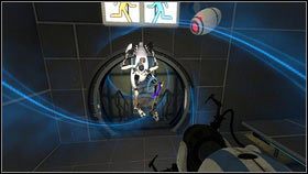 Lecąc do przodu roboty dotrą do czerwonego podestu [1] - Rozdział 4 - Świetlna bariera (1) | Tryb współpracy Portal 2 - Portal 2 - poradnik do gry