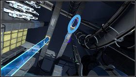 W tym czasie jego kompan powinien przejść przez osłonę i stworzyć pomarańczową dziurę na panelu z prawej [1] - Rozdział 3 - Świetlna bariera (4) | Tryb współpracy Portal 2 - Portal 2 - poradnik do gry