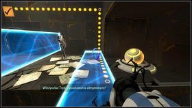 Niebieski robot może teraz przejść na środek pomieszczenia, gdzie stoi czerwony przycisk [1] - Rozdział 3 - Świetlna bariera (3) | Tryb współpracy Portal 2 - Portal 2 - poradnik do gry