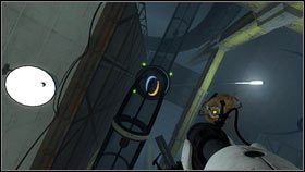 Po jego ponownym wciśnięciu, rura z białym żelem zostanie zniszczona [1] - Rozdział 9 - Teraz musi Cię zabić (2) | Opis przejścia Portal 2 - Portal 2 - poradnik do gry