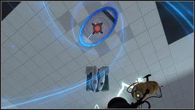 Zeskocz z nią na dół, a następnie wystrzel pomarańczowy otwór w szachownicę na dole [1] - Rozdział 8 - Swędzenie (1) | Opis przejścia Portal 2 - Portal 2 - poradnik do gry