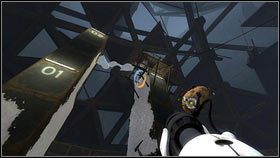 Będąc po drugiej stronie, pomaluj na biało filary za barierką [1] - Rozdział 7 - Ponowne spotkanie (3) | Opis przejścia Portal 2 - Portal 2 - poradnik do gry