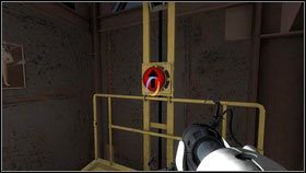 Za kolejnymi drzwiami zeskocz na dół [1], wejdź do windy i wciśnij czerwony guzik [2] - Rozdział 6 - Upadek (2) | Opis przejścia Portal 2 - Portal 2 - poradnik do gry