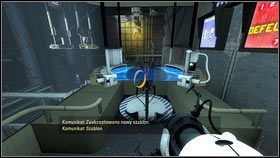 Chwyć jedną podczas lotu [1] i postaw w miejsce zniszczonego wcześniej robota [2] - Rozdział 5 - Ucieczka (1) | Opis przejścia Portal 2 - Portal 2 - poradnik do gry