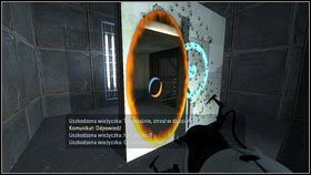 Gdy znajdziesz się z tyłu strzelnicy, wychyl się jak nadjedzie zepsuta wieżyczka i postaw jedną dziurę na przeciwnym krańcu lokacji [1] - Rozdział 5 - Ucieczka (1) | Opis przejścia Portal 2 - Portal 2 - poradnik do gry