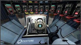 Idąc cały czas prosto, dotrzesz do pomieszczenia z wieloma przełącznikami [1] - Rozdział 1 - Komunikat (4) | Opis przejścia Portal 2 - Portal 2 - poradnik do gry