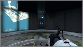 Za barierą znajdziesz kolejną windę [1], która zabierze cię na niższy poziom [2] - Rozdział 1 - Komunikat (3) | Opis przejścia Portal 2 - Portal 2 - poradnik do gry