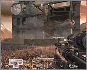 Po zbliżeniu się do budynku od północy lub południa trzeba byłoby w otoczeniu drużyny przystąpić do jego zabezpieczania #1 - Misja 9 - Vantage Point (1) - Opis przejścia gry - Operation Flashpoint: Red River - poradnik do gry