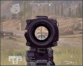 Eliminacja widocznych w oddali przeciwników powinna przebiegać bez najmniejszych problemów #1, tak więc nie warto zmieniać swojej pozycji - Misja 7 - Line in the Sand (1) - Opis przejścia gry - Operation Flashpoint: Red River - poradnik do gry