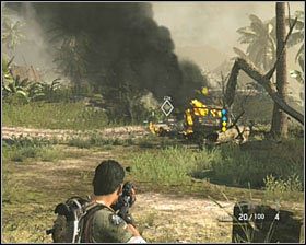 Na szczycie wzniesienia natkniesz się na płonący wrak pojazdu - Onslaught | Opis przejścia SOCOM Polskie Siły Specjalne - SOCOM: Polskie Siły Specjalne - poradnik do gry