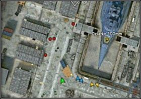 Pamiętaj jednak, gdy dotrzesz do miejsca na lewo od okrętu [pomarańcza] (gdzie działo nie będzie mieć już zasięgu), zaatakuje Cię spora liczba oponentów - Leviathan | Opis przejścia SOCOM Polskie Siły Specjalne - SOCOM: Polskie Siły Specjalne - poradnik do gry