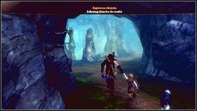 Dziewczynkę znajdziemy na końcu pieczary [1], obok drewnianych skrzyń - Wioska Brightwall | Zadania poboczne Fable 3 - Fable III - poradnik do gry