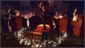 Idziemy więc po schodach na górę [1] i kładziemy się w stojącym tam łożu [2] - Dom zachodzącego słońca | Zadania poboczne Fable 3 - Fable III - poradnik do gry