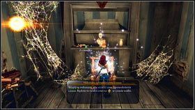 Podobną zieloną kulę znajdziemy po drugiej stronie lustra, w pomieszczeniu ze szkieletem i księgą - Dom zachodzącego słońca | Zadania poboczne Fable 3 - Fable III - poradnik do gry
