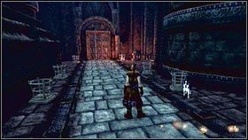 Kawałek dalej będzie korytarz z zamkniętymi drzwiami oraz szkieletem [1] - Wioska Brightwall | Srebrne Klucze Fable 3 - Fable III - poradnik do gry