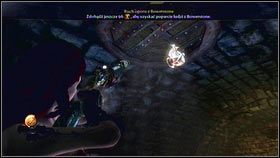 Gnom wisi na suficie, w miejscu gdzie do kanałów wpada wąski strumień światła [1] [2] - Dzielnica Fabryczna Bowerstone | Gnomy w Fable 3 - Fable III - poradnik do gry