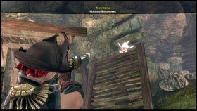 Pierwszego gnoma znajdziesz w małej wiosce [1], wiszącego nad wejściem do kopalni [2] - Stare Bowerstone; Miasto Aurora; Silverpine | Gnomy w Fable 3 - Fable III - poradnik do gry