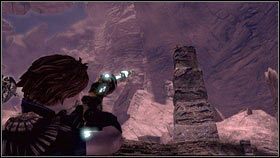 Kolejny uciekinier stoi na kamiennym słupie, kilka schodków wyżej [1] [2] - Ruchome piaski; Ukryta ścieżka | Gnomy w Fable 3 - Fable III - poradnik do gry