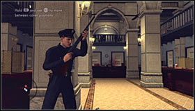 Ostatni trzeci bandyta pojawi się na górnym balkoniku #1 i musisz się pilnować, bo będzie on korzystał z broni maszynowej - Case 2 - Armed and Dangerous | Główne śledztwa w LA Noire - L.A. Noire - poradnik do gry