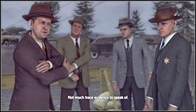 Czekają Cię tu dwie rozmowy - z funkcjonariuszem #1, który obieca wypytać w okolicznych domach o potencjalnych świadków, oraz z koronerem #2 - Case 11 - The White Shoe Slaying (1) | Główne śledztwa w LA Noire - L.A. Noire - poradnik do gry