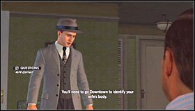 W celu udowodnienia Larsowi kłamstwa musisz przywołać odnalezioną wcześniej przemoczoną kurtkę, czyli Wet jacket #1 - Case 11 - The White Shoe Slaying (1) | Główne śledztwa w LA Noire - L.A. Noire - poradnik do gry