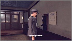 Wyjdź z sali przesłuchań #1 i odszukaj telefon w celu skontaktowania się z centralą #2 - Case 12 - The Studio Secretary Murder (4) | Główne śledztwa w LA Noire - L.A. Noire - poradnik do gry