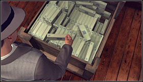 Po znalezieniu się w nowym pomieszczeniu zacznij od zbadania napisu na skrzyni #1, a dowiesz się, że w środku znajdują się papierosy z nadwyżek wojskowych - Case 16 - Manifest Destiny (1) | Główne śledztwa w LA Noire - L.A. Noire - poradnik do gry