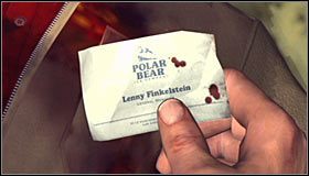 Zbadaj teraz lewą rękę zmarłego Becketta #1, a okaże się, że trzymał w niej karteczkę z wizytówką firmy Polar Bear Ice Company #2, czyli obiektu należącego do Finkelsteina, gdzie w jednym z poprzednich etapów miała miejsce wielka bitwa - Case 16 - Manifest Destiny (4) | Główne śledztwa w LA Noire - L.A. Noire - poradnik do gry