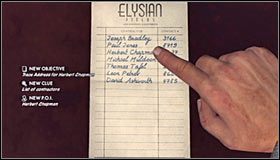 Powróć do biurka sekretarki i podnieś leżący na nim dokument z listą nazwisk #1 - Case 18 - A Walk in Elysian Fields (2) | Główne śledztwa w LA Noire - L.A. Noire - poradnik do gry