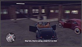 Przygotuj się, bo po kilkunastu sekundach bandyci dość nieoczekiwanie skręcą w prawo, wjeżdżając do podziemnego parkingu - Shoo-Shoo Bandits; Hotel Bandits | Przestępstwa w LA Noire - L.A. Noire - poradnik do gry