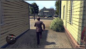 Także i tu biegnij prosto, choć po kilku chwilach będziesz musiał skręcić w lewo, docierając się do czyjegoś podwórka #1 - Misunderstanding | Przestępstwa w LA Noire - L.A. Noire - poradnik do gry