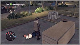 Schowaj się tu za jedną z większych przeszkód i zlikwiduj ukrywającego się w tej okolicy pierwszego bandytę #1 - The Blue Line; Commies | Przestępstwa w LA Noire - L.A. Noire - poradnik do gry