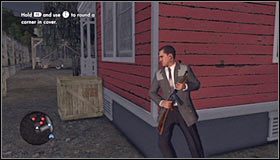 Przyklej się do ściany garażu i zlikwiduj przeciwnika broniącego się przy pick-upie #1, którego mogłeś zauważyć tuż po rozpoczęciu bitwy - The Blue Line; Commies | Przestępstwa w LA Noire - L.A. Noire - poradnik do gry