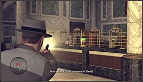 Pierwszy przeciwnik powinien stać na wprost od zasłony #1, a drugi chować się gdzieś po prawej stronie #2 - The Blue Line; Commies | Przestępstwa w LA Noire - L.A. Noire - poradnik do gry