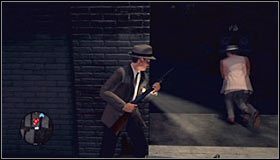 Pierwszy przeciwnik niedługo rozpoczęciu walk powinien pobiec w prawo, tak więc warto zbliżyć się do narożnika i dopiero wtedy go ostrzelać #1 - Daylight Robbery; Zoot Suit Riot | Przestępstwa w LA Noire - L.A. Noire - poradnik do gry