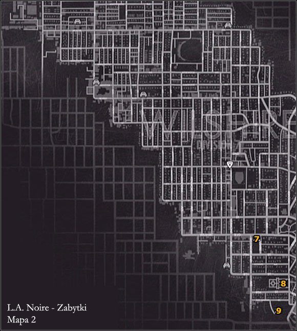 ZABYTKI - MAPA 2 - Zabytki - Miejsca odnajdywania zabytków w LA Noire - L.A. Noire - poradnik do gry