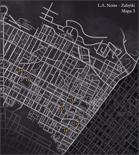 ZABYTKI - MAPA 3 - Zabytki - Miejsca odnajdywania zabytków w LA Noire - L.A. Noire - poradnik do gry