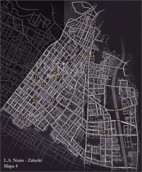 ZABYTKI - MAPA 4 - Zabytki - Miejsca odnajdywania zabytków w LA Noire - L.A. Noire - poradnik do gry
